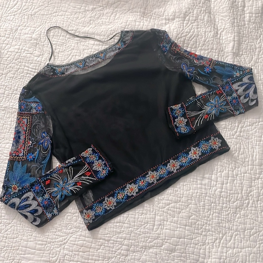 Zara, Colorful Beaded Patterned Top, S - Picture 4 of 4